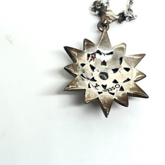 JUDITH JACK 925 MARCASITE STARBURST NECKLACE STERLING SILVER CZ SUN PENDANT - Picture 13 of 16